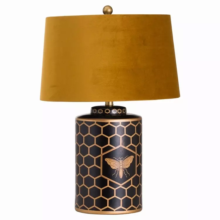 Bee Table Lamp With Mustard Shade Prim Props